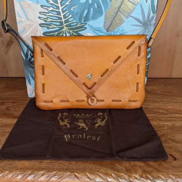 Pratesi Firenze Leather Clutch Crossbody Bag Italy - Picture 9 of 10